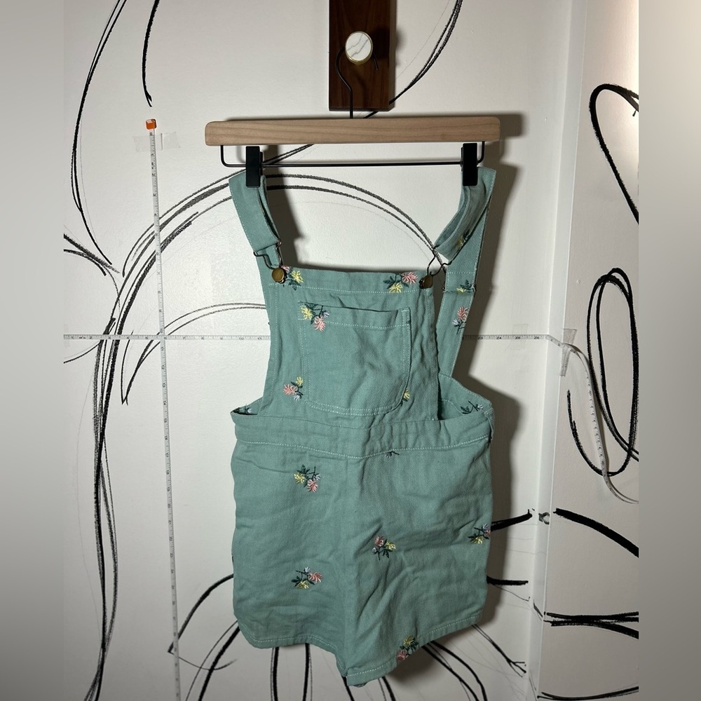 NEW Cider Floral Embroidered Light Green Romper Shorts w/Pockets Women’s Medium